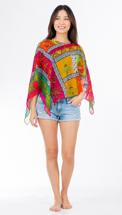 Chiffon Poncho Shawls Capelets for women Chiffon Wraps and Evening Beach Cover Up