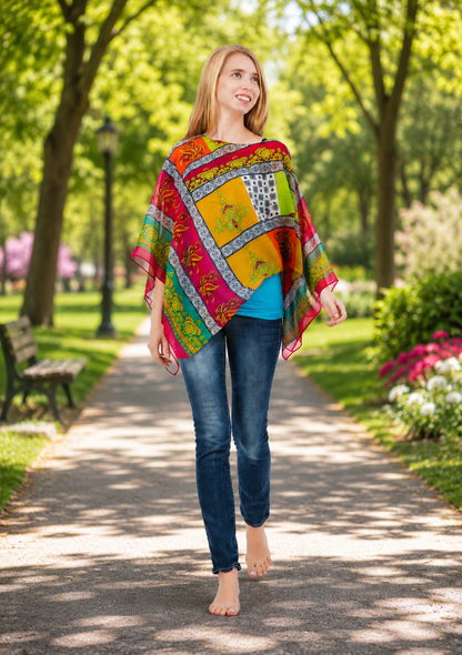 Chiffon Poncho Shawls Capelets for women Chiffon Wraps and Evening Beach Cover Up