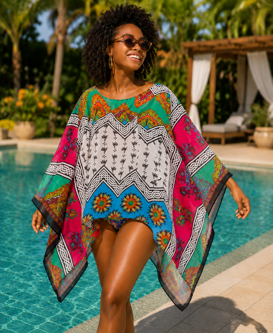Chiffon Poncho Shawls Capelets for women Chiffon Wraps and Evening Beach Cover Up