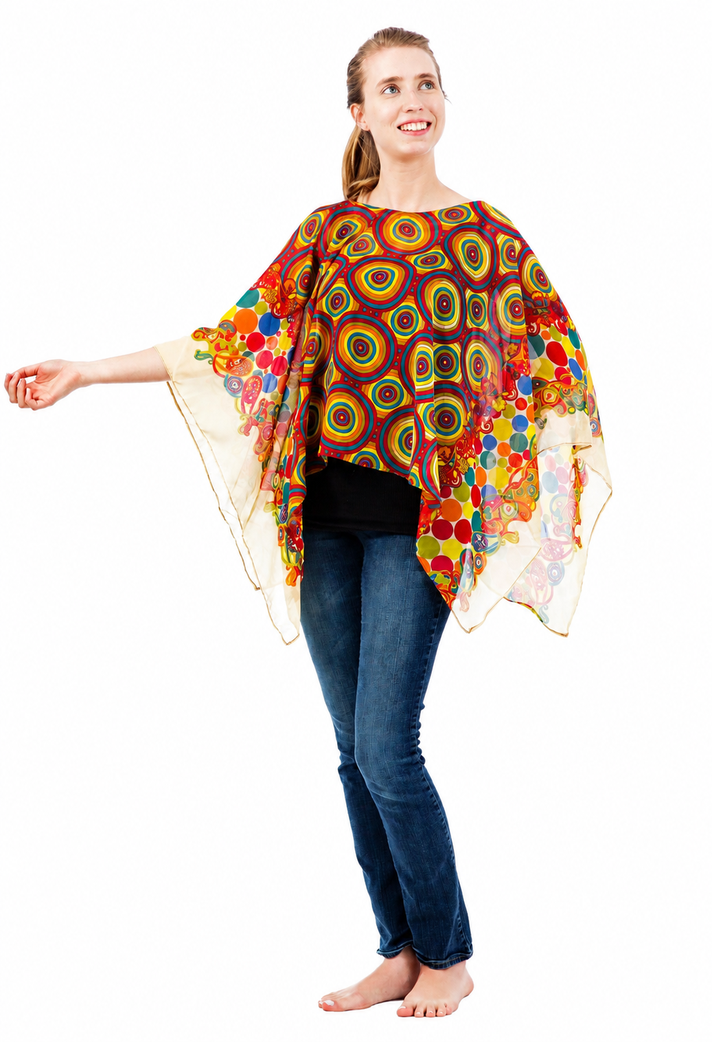 Chiffon Poncho Shawls Capelets for women Chiffon Wraps and Evening Beach Cover Up