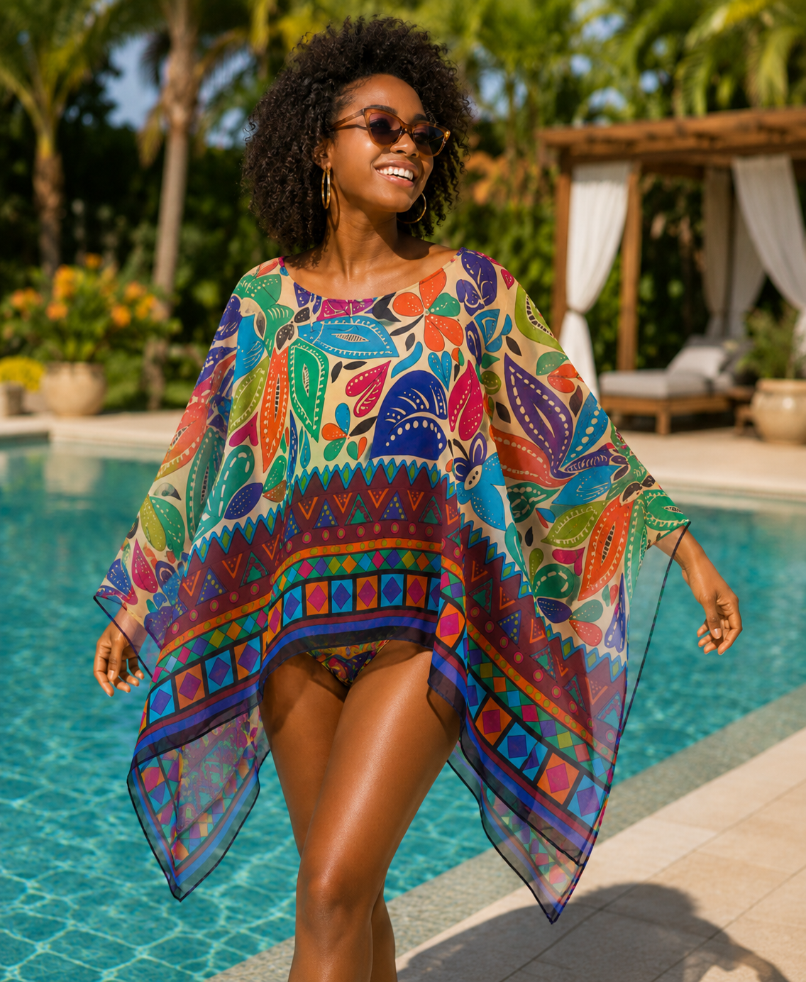 Chiffon Poncho Shawls Capelets for women Chiffon Wraps and Evening Beach Cover Up