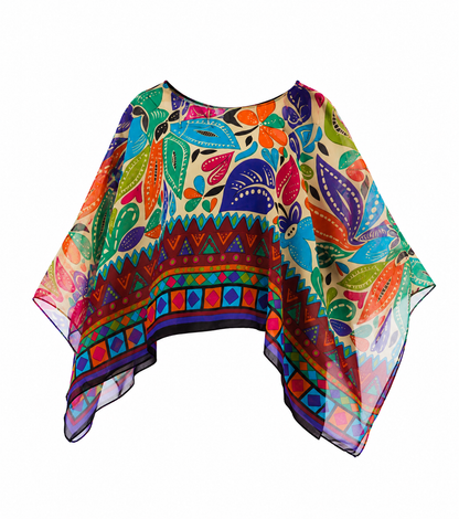 Chiffon Poncho Shawls Capelets for women Chiffon Wraps and Evening Beach Cover Up