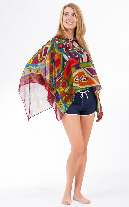 Chiffon Poncho Shawls Capelets for women Chiffon Wraps and Evening Beach Cover Up