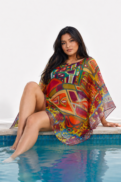 Chiffon Poncho Shawls Capelets for women Chiffon Wraps and Evening Beach Cover Up