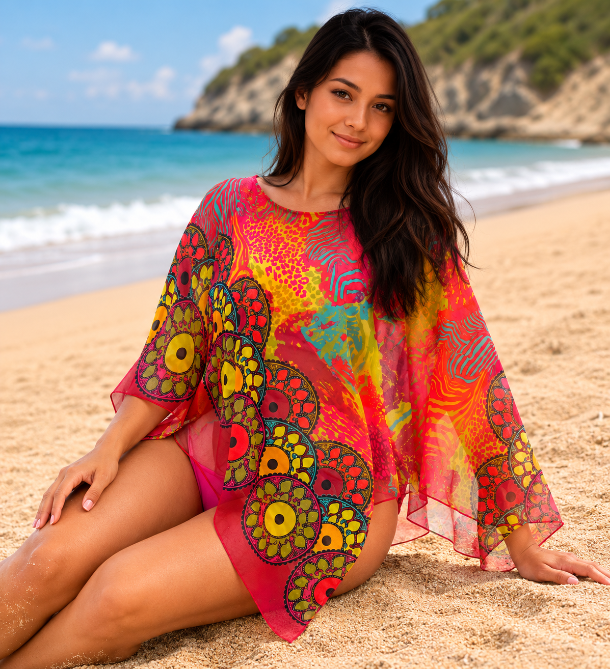 Chiffon Poncho Shawls Capelets for women Chiffon Wraps and Evening Beach Cover Up