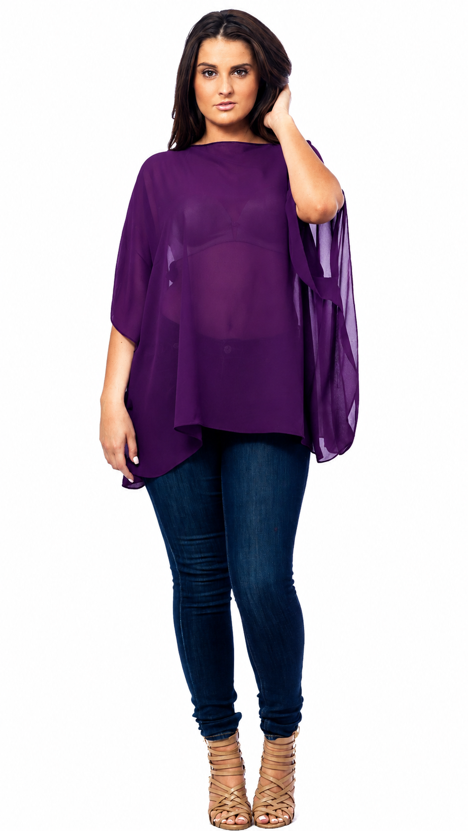 Chiffon Poncho Shawls Capelets for women Chiffon Wraps and Evening Beach Cover Up