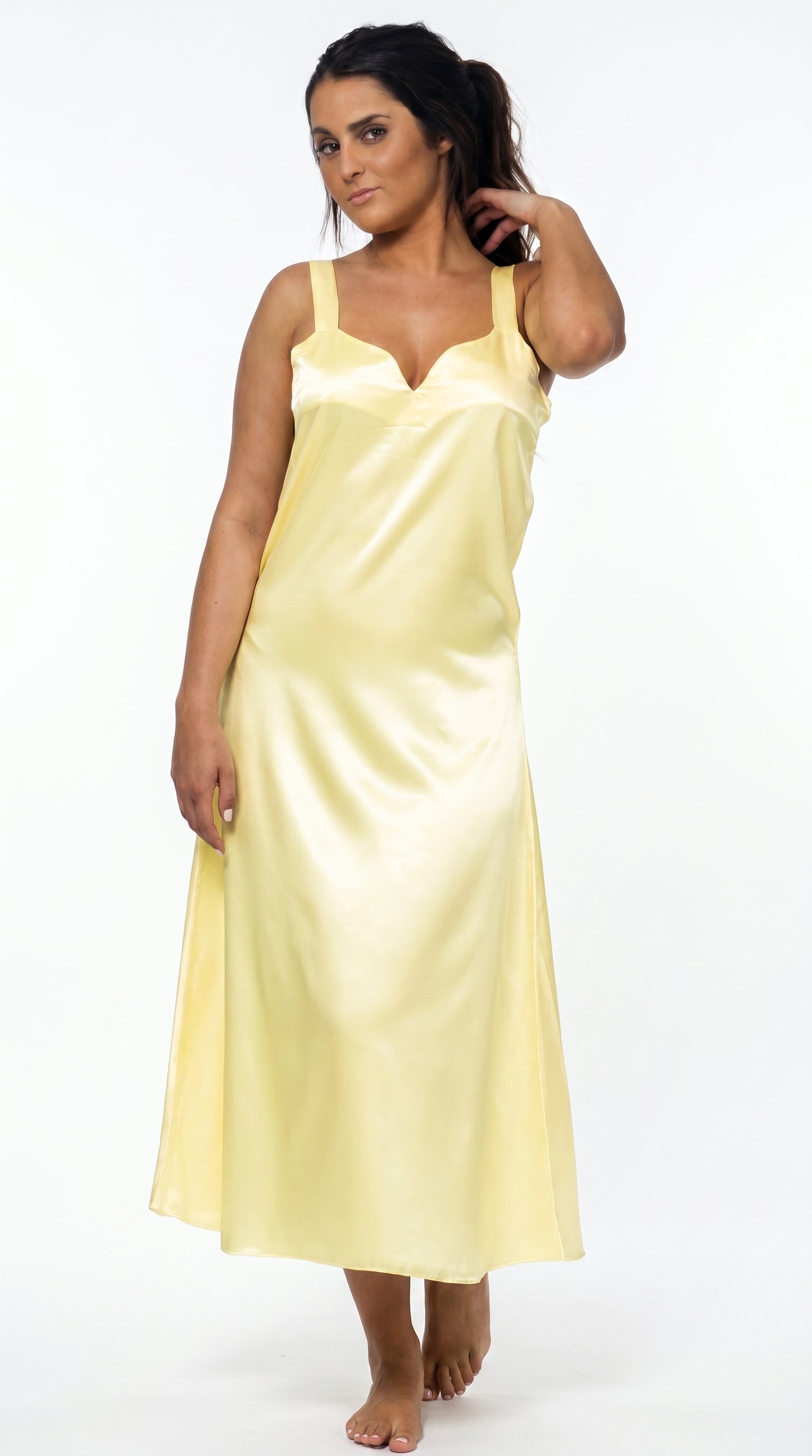 Up2date Fashion Silky Nightgown for Women Long Satin Slip Dress Nightdress Silky Vneck Wide Strap Chemise Soft Nightwear