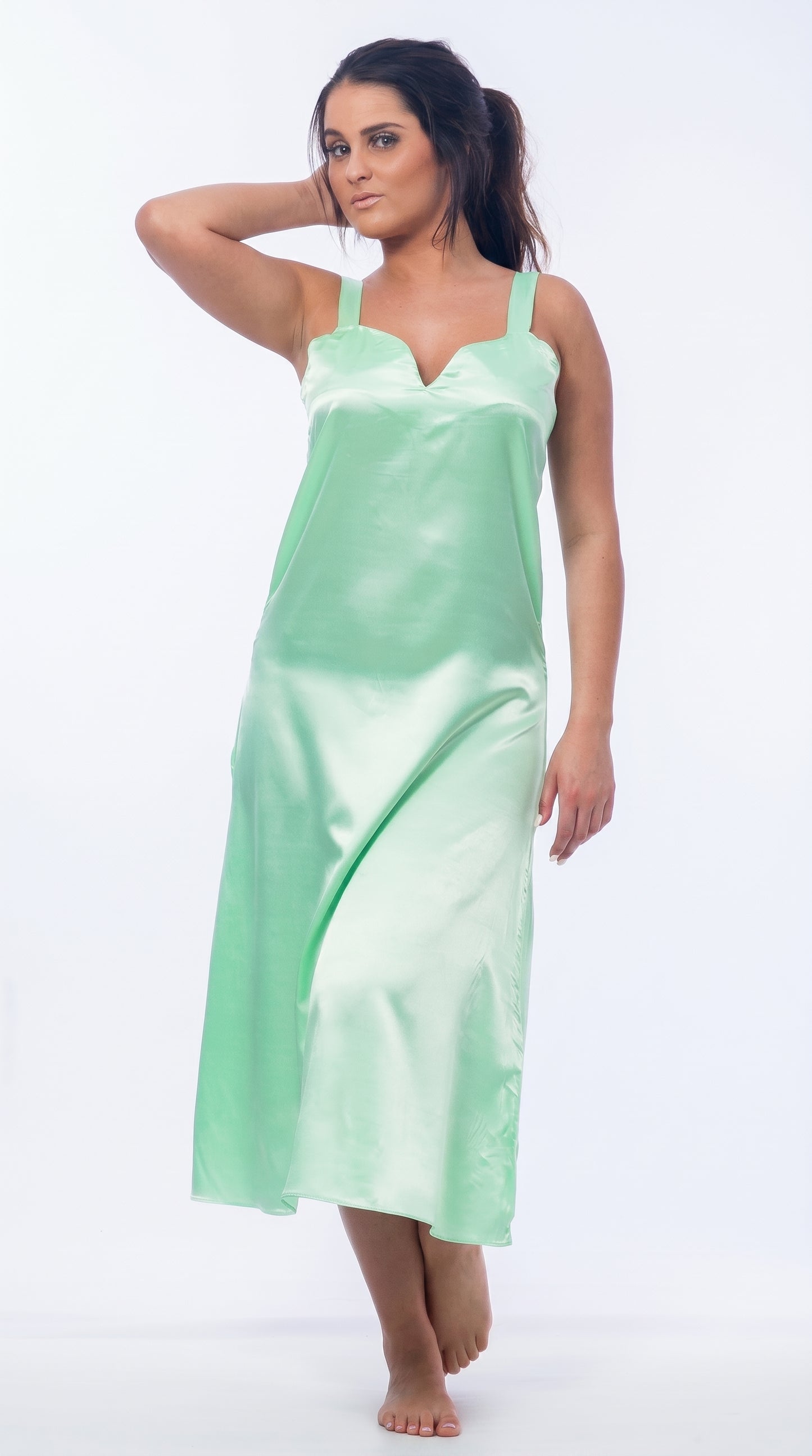 Up2date Fashion Silky Nightgown for Women Long Satin Slip Dress Nightdress Silky Vneck Wide Strap Chemise Soft Nightwear