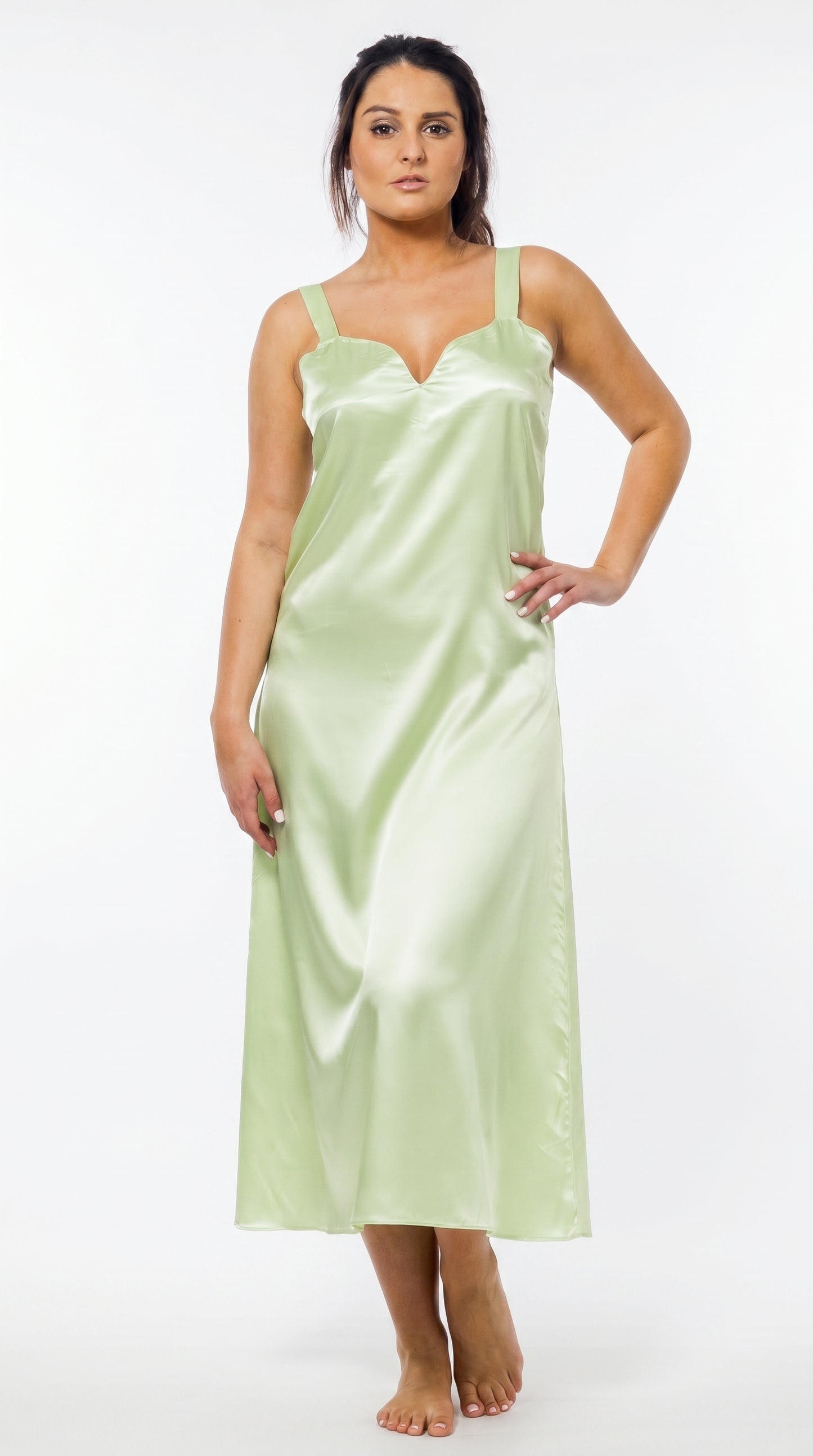 Up2date Fashion Silky Nightgown for Women Long Satin Slip Dress Nightdress Silky Vneck Wide Strap Chemise Soft Nightwear