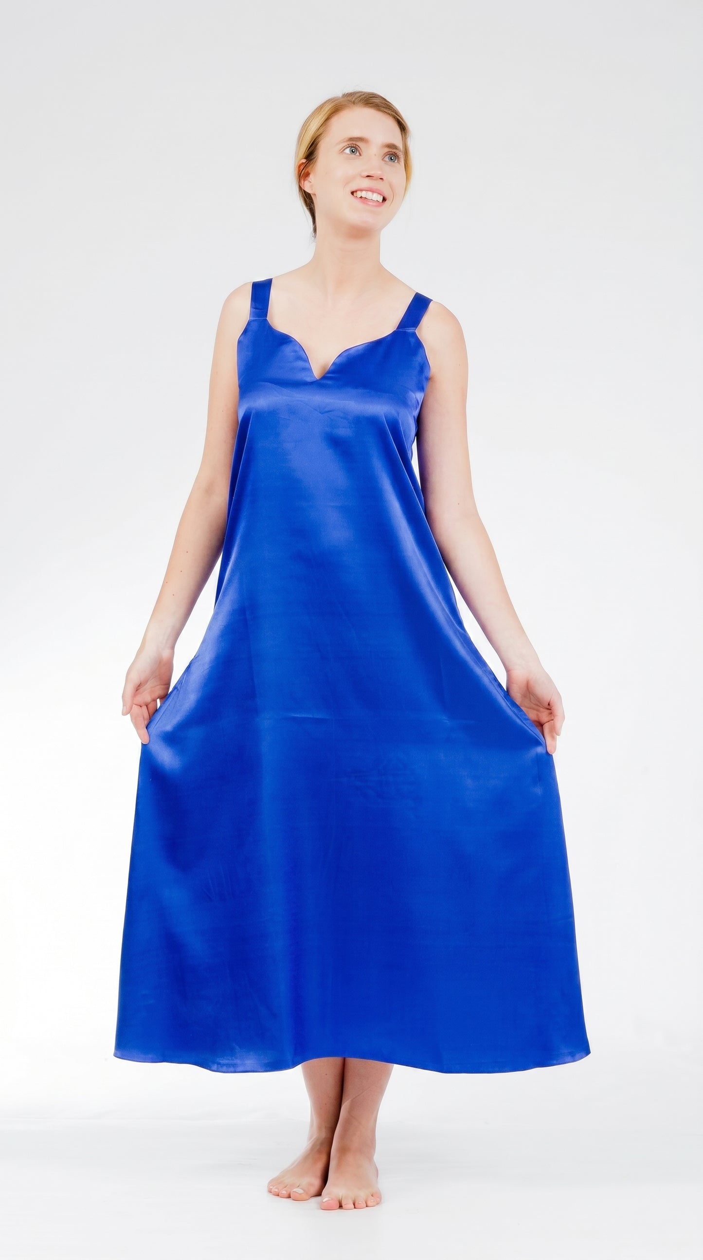 Up2date Fashion Silky Nightgown for Women Long Satin Slip Dress Nightdress Silky Vneck Wide Strap Chemise Soft Nightwear