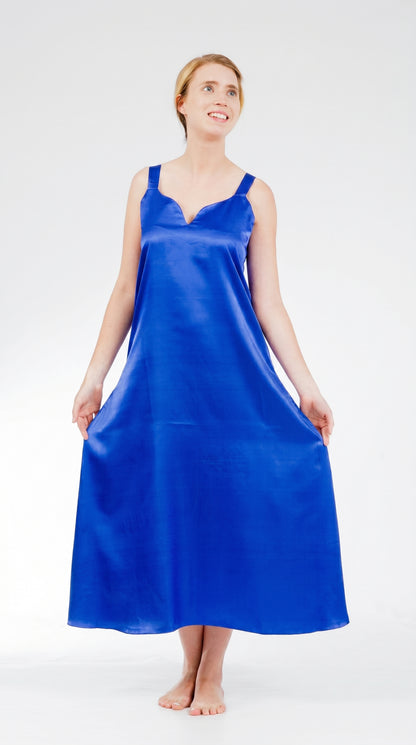 Up2date Fashion Silky Nightgown for Women Long Satin Slip Dress Nightdress Silky Vneck Wide Strap Chemise Soft Nightwear