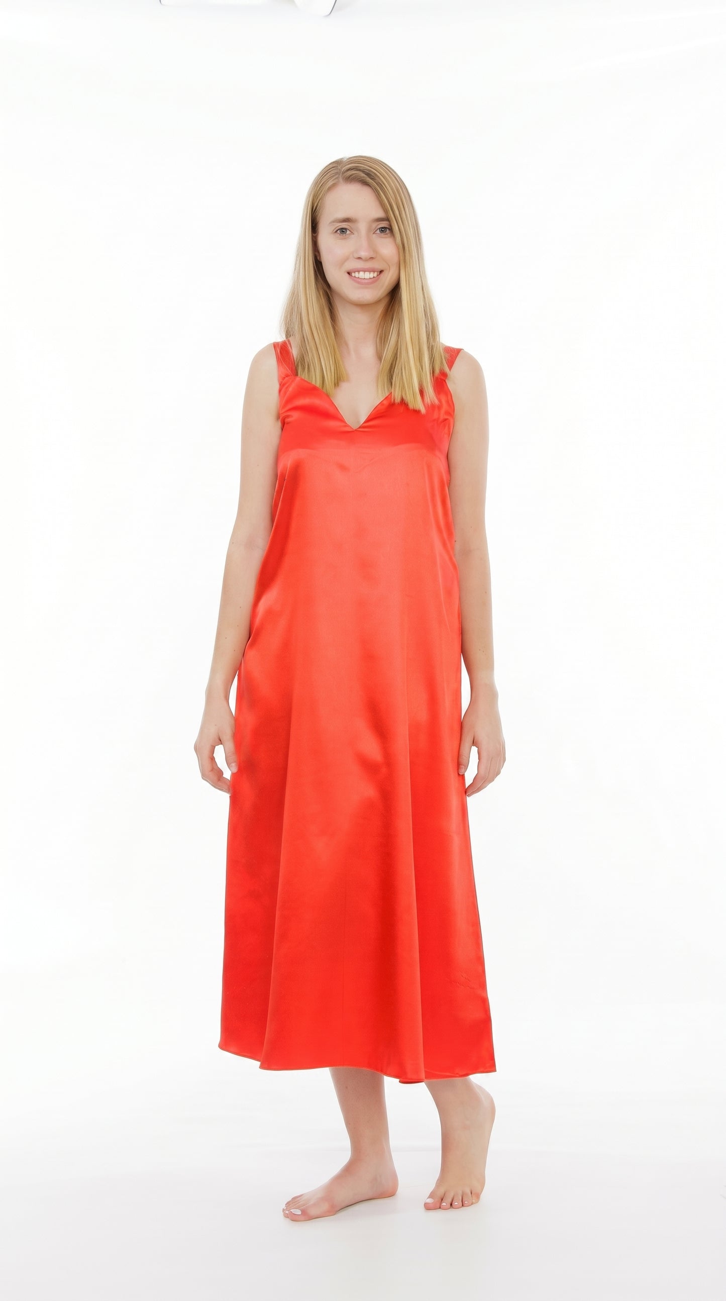 Up2date Fashion Silky Nightgown for Women Long Satin Slip Dress Nightdress Silky Vneck Wide Strap Chemise Soft Nightwear