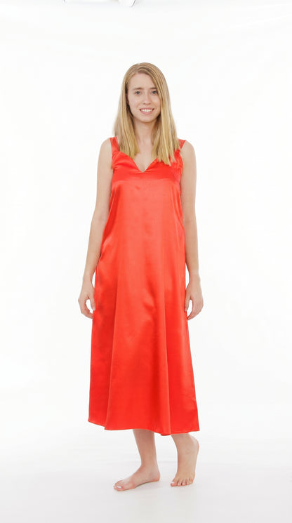 Up2date Fashion Silky Nightgown for Women Long Satin Slip Dress Nightdress Silky Vneck Wide Strap Chemise Soft Nightwear