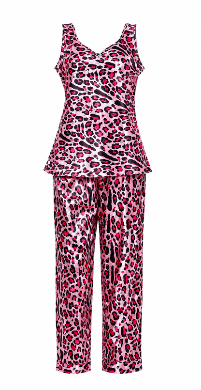 Women Silk Satin Pajamas Sleeveless 2 Piece PJ Set Cami Top Summer Loungewear Sleepwear
