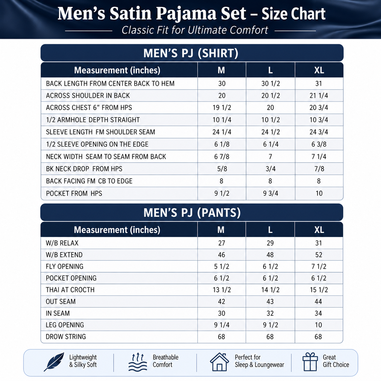 Up2date Fashion Pajamas Set Mens Silk Satin Long Sleeve Loungewear Two-Piece Sleepwear Button-Down Pj with Full Pants