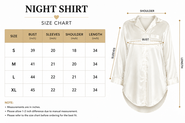Women's Satin Nightgown Sleep Shirt Silky Button Down Nightshirt with Full Sleeves, V-Neck, Chest Pocket, Soft Loungewear