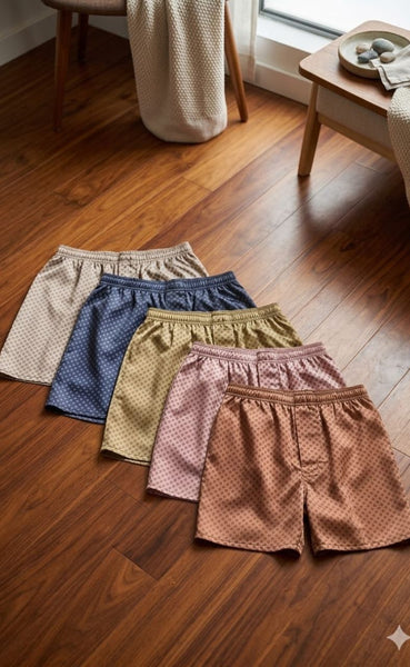Up2date Fashion Men's Satin Boxers Shorts Combo Pack, (5-Pack)