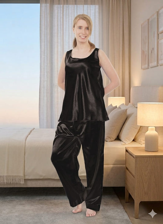 Women's Pajama Set / Pajamas / Pyjamas / PJs, Satin, Cami Top, Solid Colors