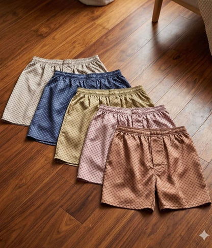 Up2date Fashion Men's Satin Boxers Shorts Combo Pack, (5-Pack)