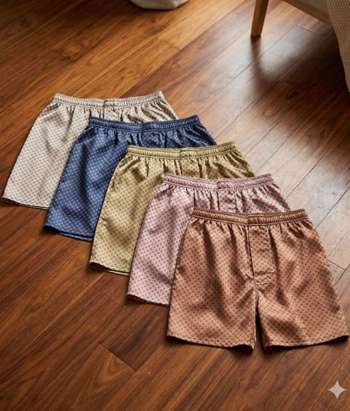 Up2date Fashion Men's Satin Boxers Shorts Combo Pack, (5-Pack)