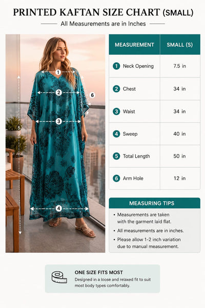 Up2date Fashion Women's Long Satin Caftan / Kaftan / Muumuu, Blue Mandala Print
