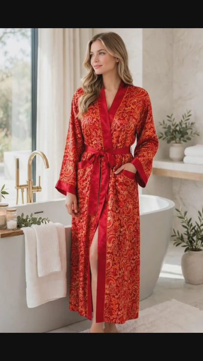 Up2date Fashion Long Satin Robes for Women with Full Sleeve Silk Bathrobe Full Length Sleepwear for Bridesmaids & Wedding Party Robes