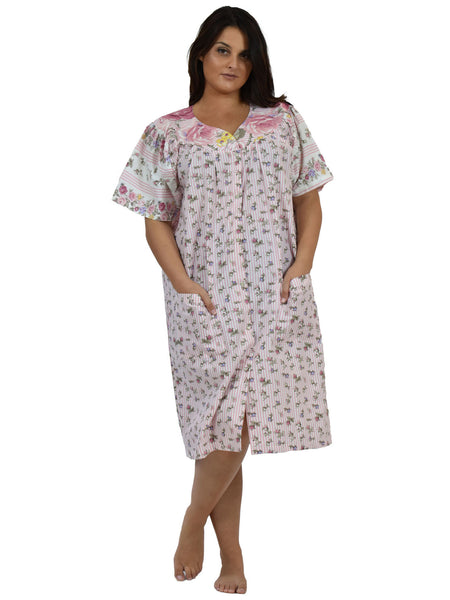 Women's House Dress in a Pink Floral Print