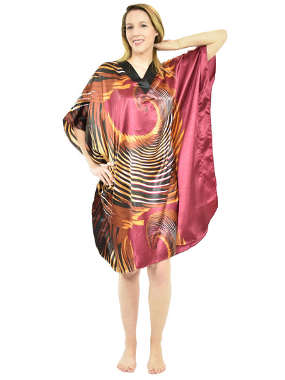 Women's Short Satin Caftan / Kaftan / Muumuu, Galaxy Stardust Print