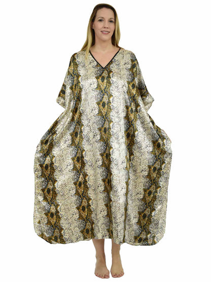 Women's Long Satin Caftan / Kaftan / Muumuu, Snakeskin Print