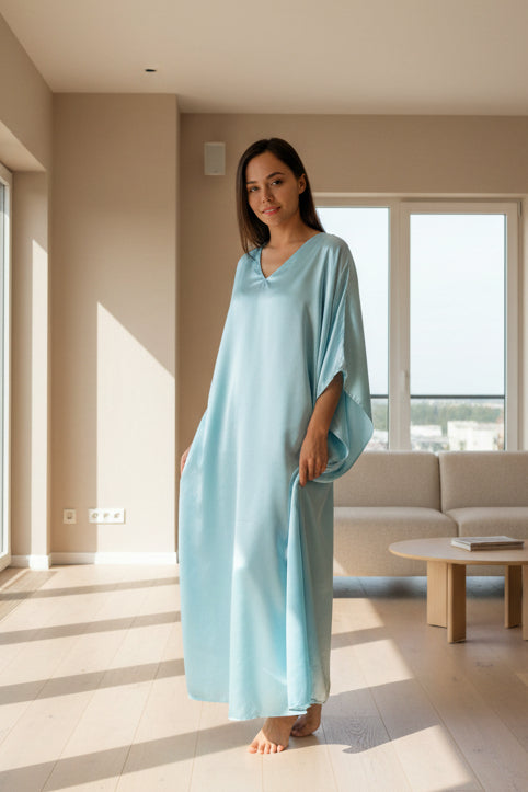 Women's Long Satin Caftan / Kaftan / Muumuu, Solid Color