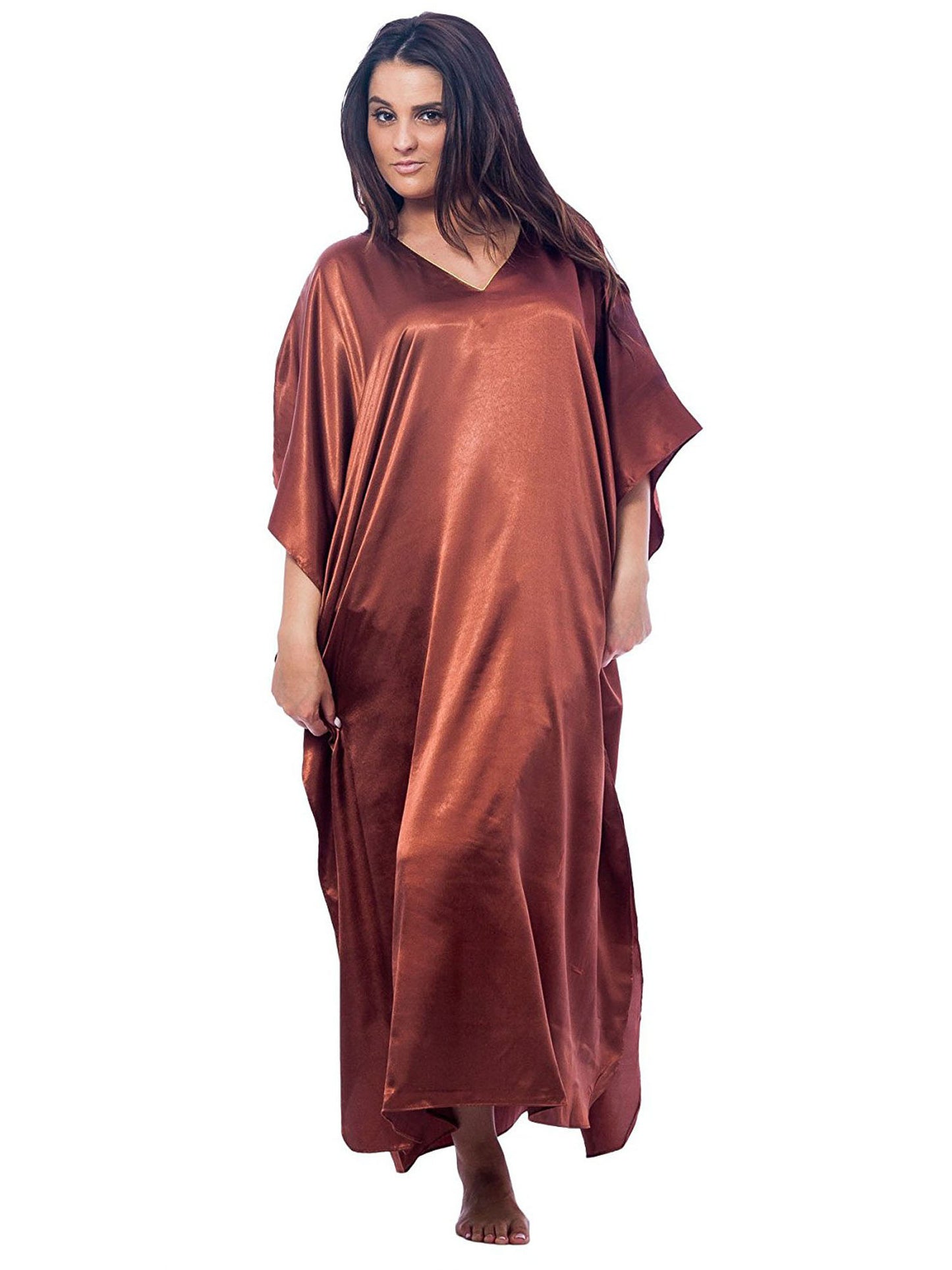 Women's Long Satin Caftan / Kaftan / Muumuu, Solid Color