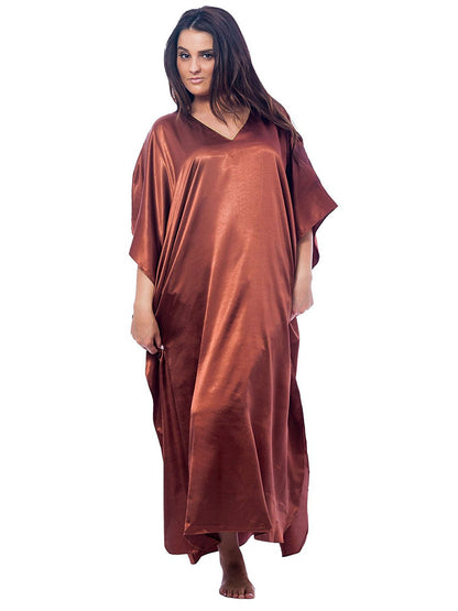 Women's Long Satin Caftan / Kaftan / Muumuu, Solid Color