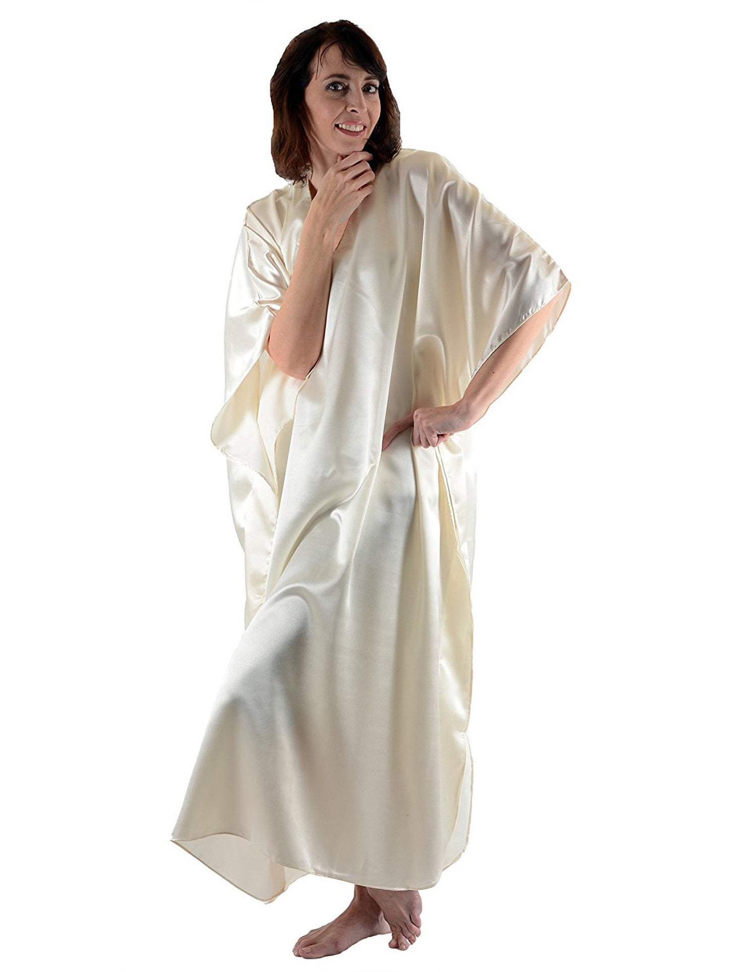 Women's Long Satin Caftan / Kaftan / Muumuu, Solid Color