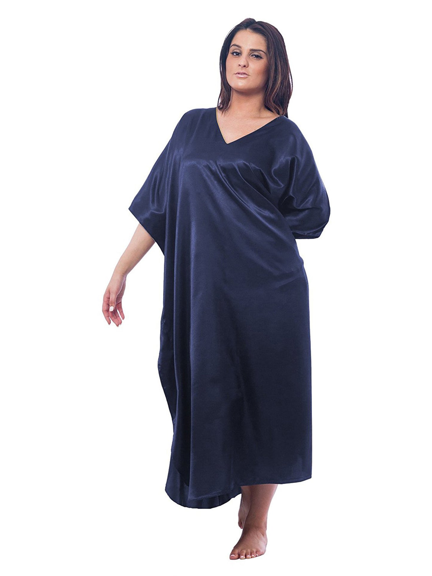 Women's Long Satin Caftan / Kaftan / Muumuu, Solid Color
