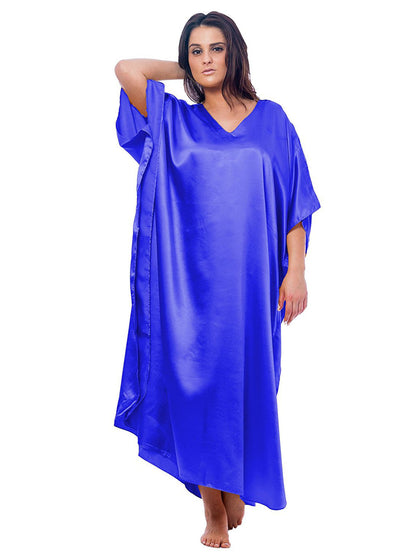 Women's Long Satin Caftan / Kaftan / Muumuu, Solid Color