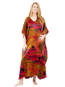 Women's Long Satin Caftan / Kaftan / Muumuu, Vortex Print