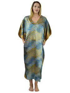 Women's Long Satin Caftan / Kaftan / Muumuu, Solar Vortex Print