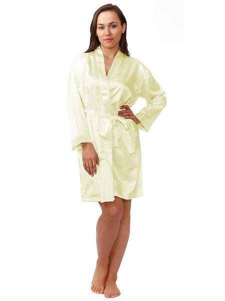 Women's Short Robe, Satin, Solid Colors