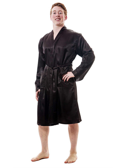 Up2date Fashion Men's Satin Lightweight Robe,Long Sleeve Silky Nightgown Loungewear