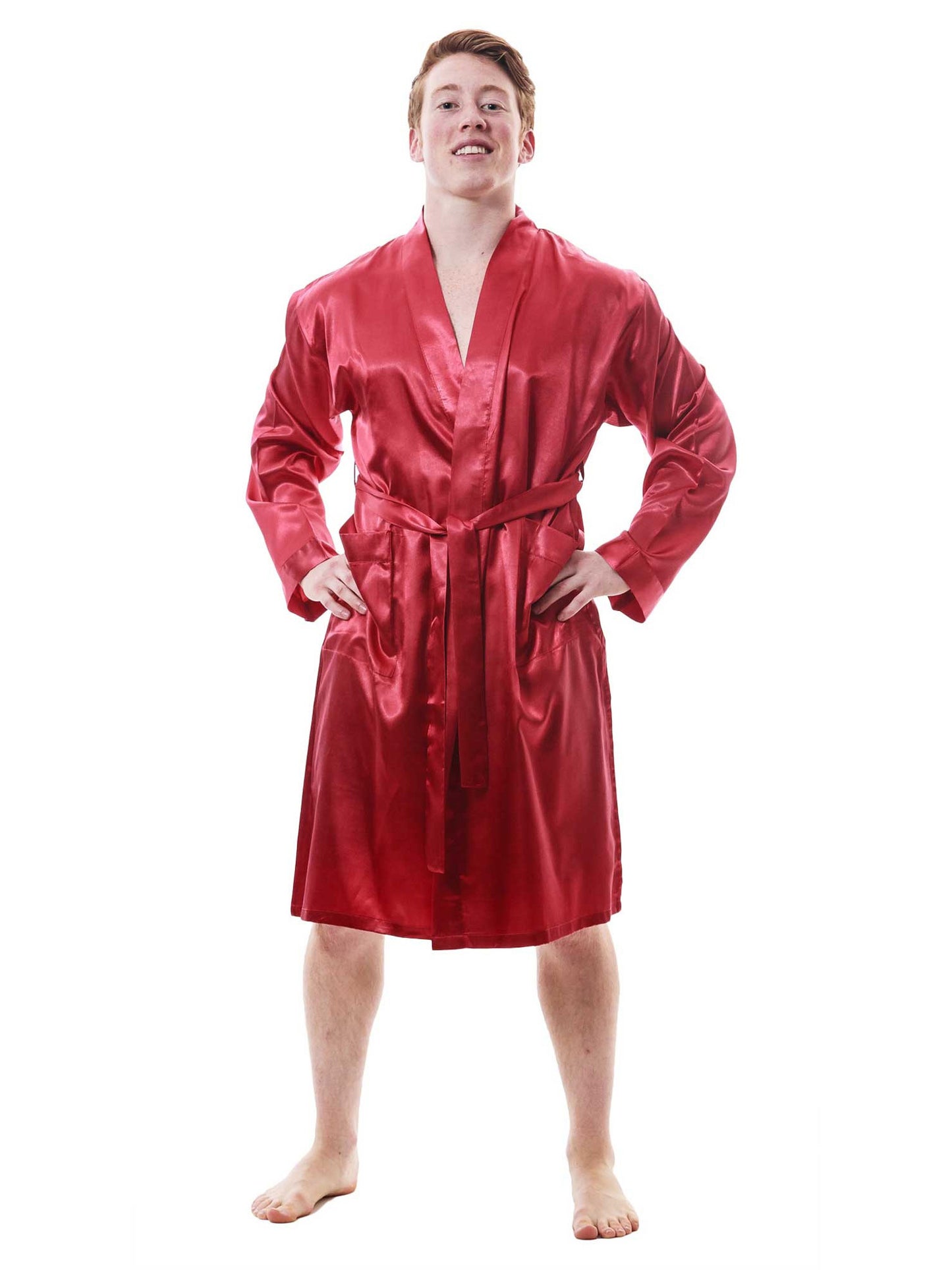 Up2date Fashion Men's Satin Lightweight Robe,Long Sleeve Silky Nightgown Loungewear