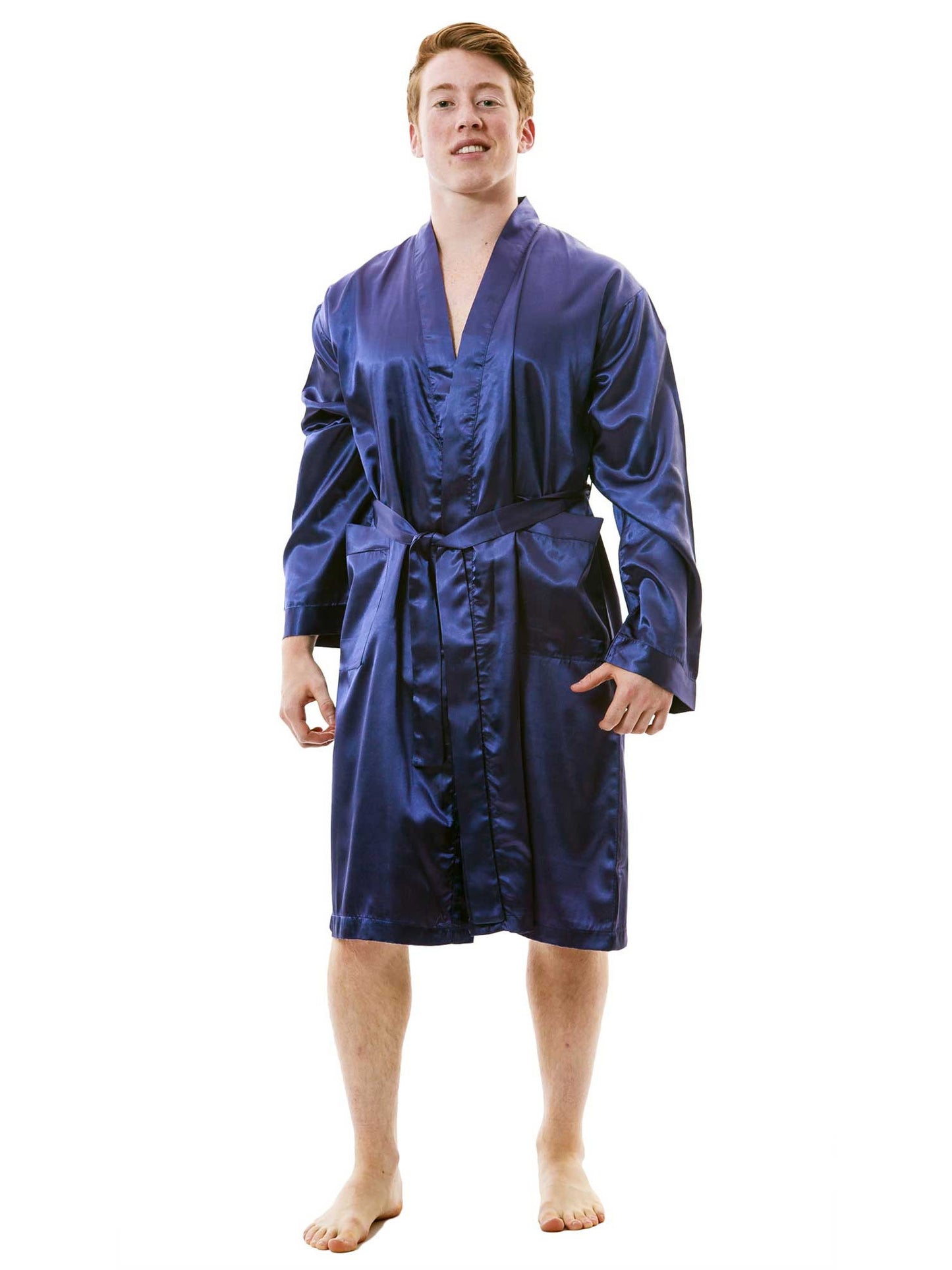Up2date Fashion Men's Satin Lightweight Robe,Long Sleeve Silky Nightgown Loungewear