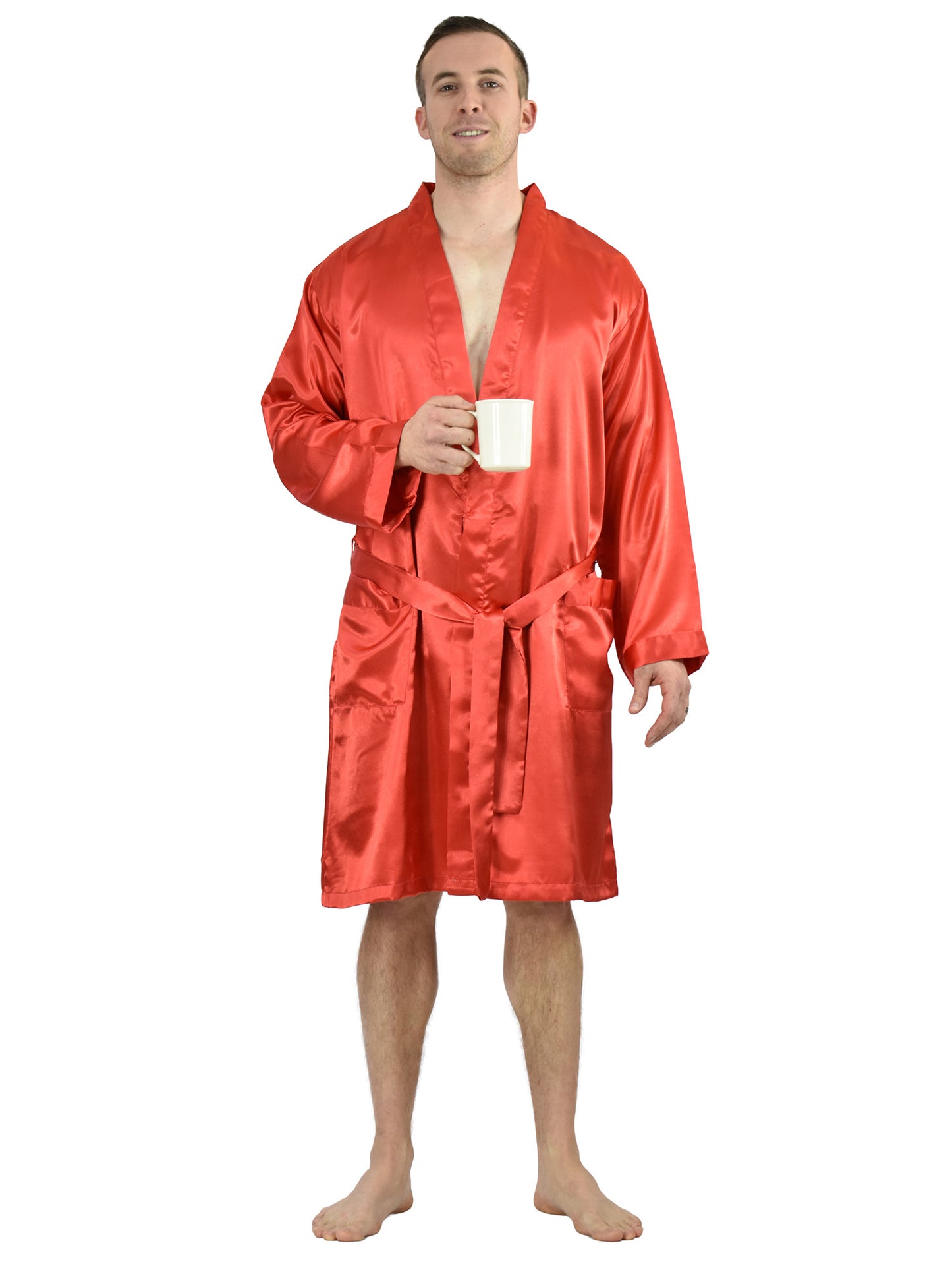 Up2date Fashion Men's Satin Lightweight Robe,Long Sleeve Silky Nightgown Loungewear