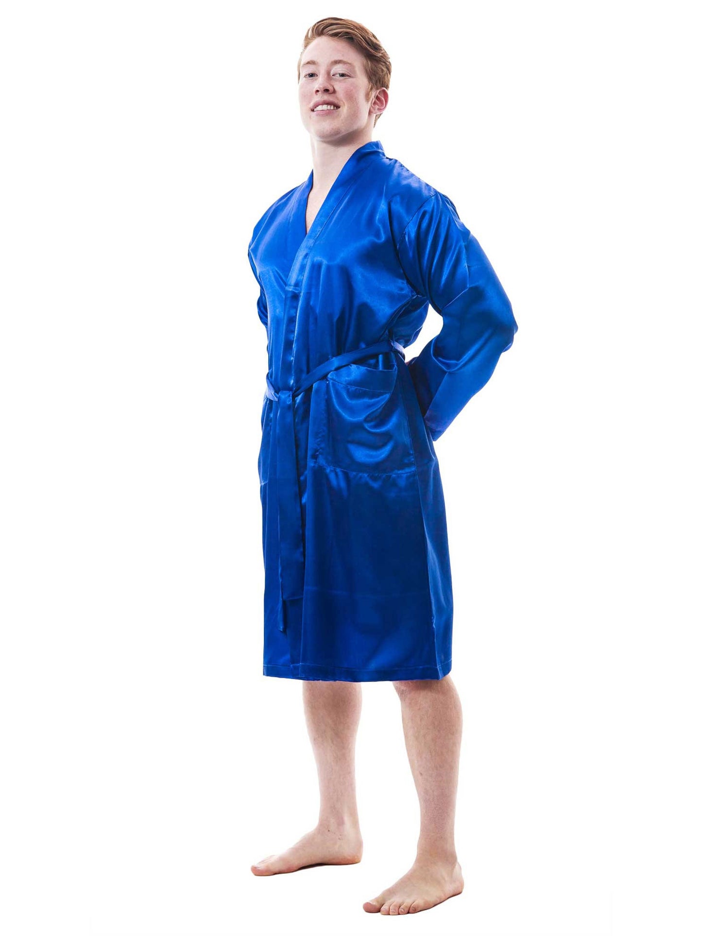 Up2date Fashion Men's Satin Lightweight Robe,Long Sleeve Silky Nightgown Loungewear
