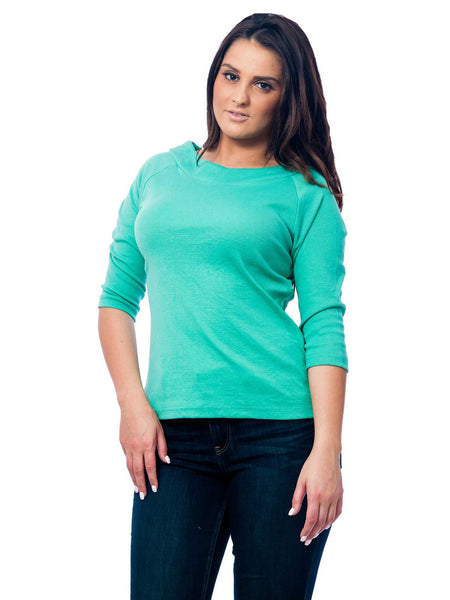 Women's Knit Boat Neck Top, 3-Piece Combo in Green, Red, and Yellow