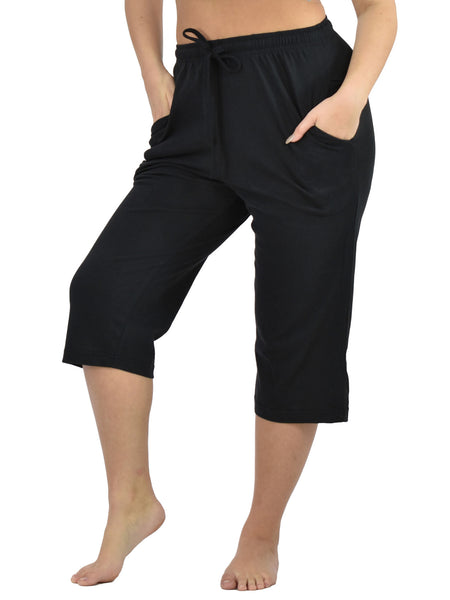 Women's Lounge Pants / Pajama Bottoms / Sleep Pants, 100% Cotton Knit, Cropped
