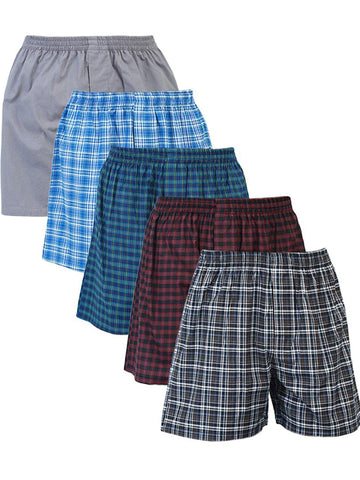 Men's Shorts / Boxers, Woven, 5-Piece Multicolor Combo Pack