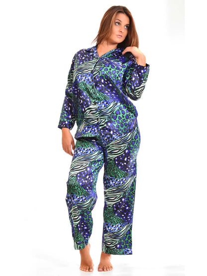 Up2date Fashion Women's Satin Pajama Set Long Sleeve Button Down Sleepwear 2-Piece Silky V-neck PJ Set with Pants