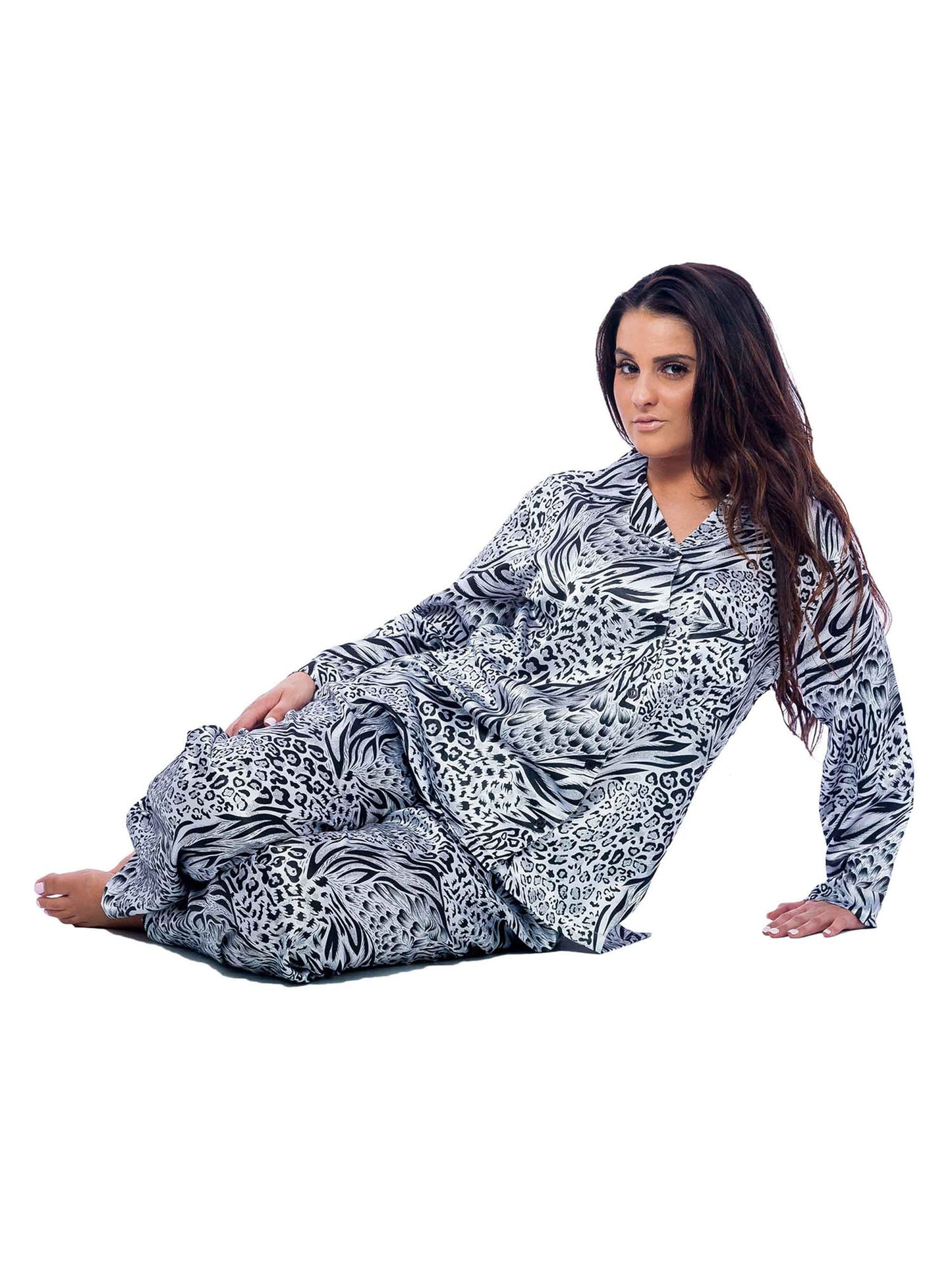 Up2date Fashion Women's Satin Pajama Set Long Sleeve Button Down Sleepwear 2-Piece Silky V-neck PJ Set with Pants
