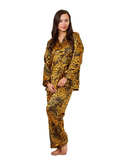Up2date Fashion Women's Satin Pajama Set Long Sleeve Button Down Sleepwear 2-Piece Silky V-neck PJ Set with Pants