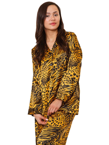 Up2date Fashion Women's Satin Pajama Set Long Sleeve Button Down Sleepwear 2-Piece Silky V-neck PJ Set with Pants